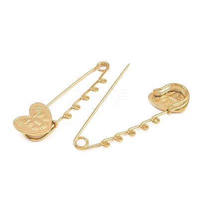 Heart Face 304 Stainless Steel Safety Pins Brooch Findings SA-CBA098D-15B-G05-1