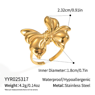 Bowknot Stainless Steel Cuff Rings for Women TP4583-1-1