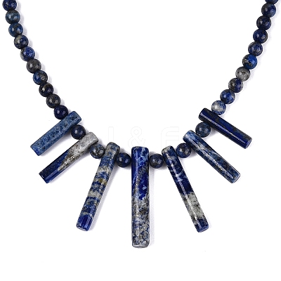 Natural Lapis Lazuli Round Beaded Fan Bib Necklaces NJEW-N064-04C-1