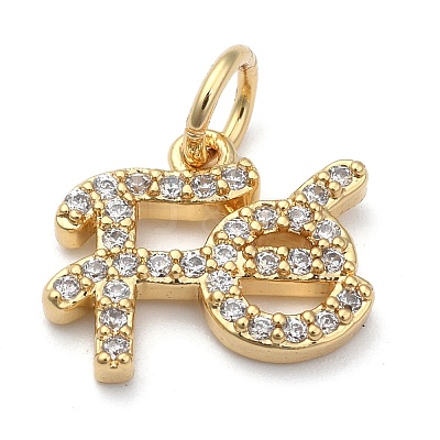 Brass Micro Pave Clear Cubic Zirconia Charms LS-ZIRC-A013-24G-1