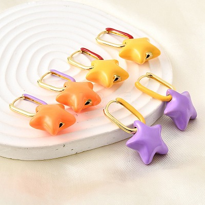 Star Brass Hoop Earrings EJEW-D314-01G-1