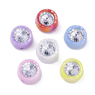 UV Plating Iridescent Acrylic with Rhinestone Beads X-OACR-B021-07-1