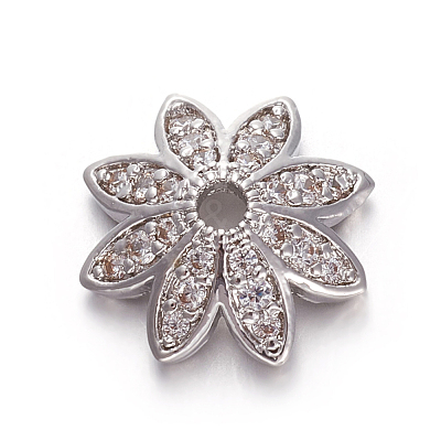 Brass Micro Pave Cubic Zirconia Bead Caps ZIRC-E158-12P-1