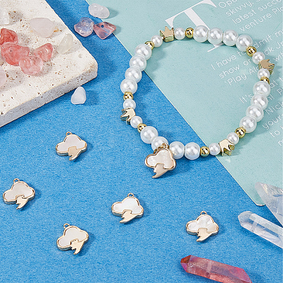 6Pcs Natural Sea Shell Cloud Charms KK-BBC00014-93-1