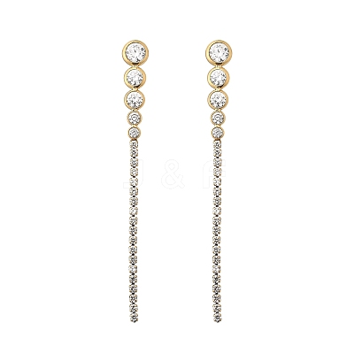304 Stainless Steel Clear Cubic Zirconia Tassel Stud Earrings EJEW-Z094-01A-G-1