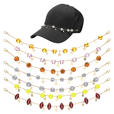 7Pcs 304 Stainless Steel Hat Chains HJEW-PH02391-1