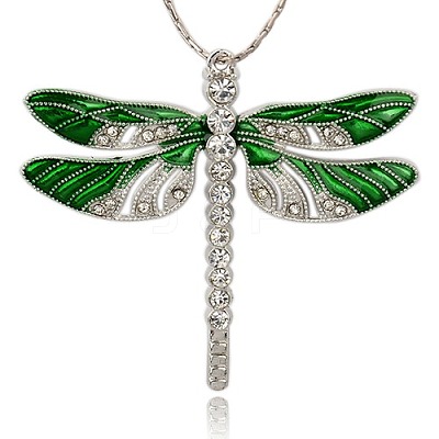 Platinum Alloy Enamel Dragonfly Big Pendants ENAM-J033-01P-1