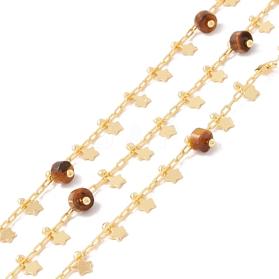Natural Tiger Eye Column Beaded Chains CHC-K012-02G-06-1