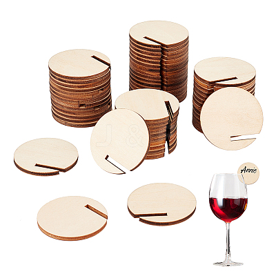 60Pcs Wooden Wine Glass Charms AJEW-GA0006-38-1