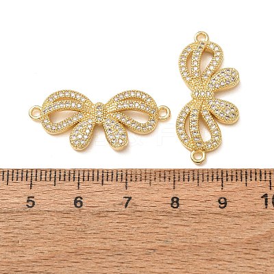 Brass Micro Pave Clear Cubic Zirconia Connector Charms CU-CBA4579-21G-1