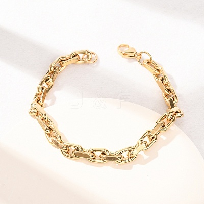 304 Stainless Steel Cable Chain Bracelets for Women Men BJEW-F529-04G-1
