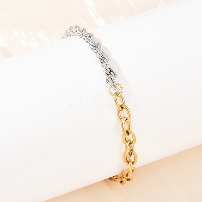 304 Stainless Steel Cable & Rope Chain Bracelets for Women BJEW-K279-03GP-1