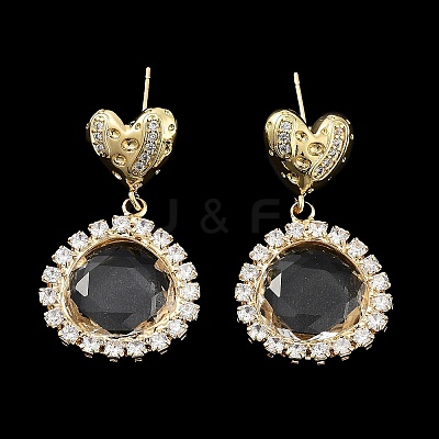 Brass with Glass Dangle Stud Earrings EJEW-Q800-02KCG-1