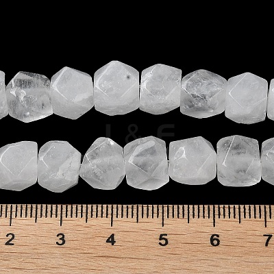 Natural Quartz Crystal Star Cut Round Beads Strands G-M418-C18-01-1