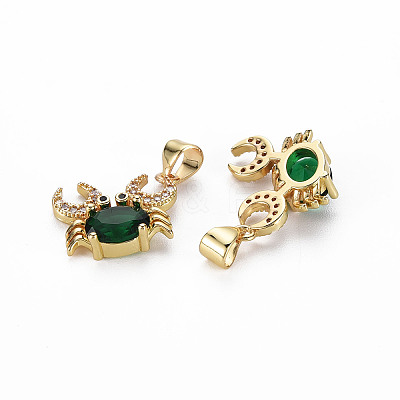 Brass Micro Pave Green Cubic Zirconia Pendants X-ZIRC-N039-195-NF-1