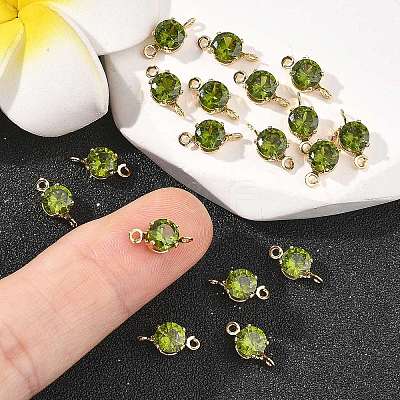 SHEGRACE Brass Pave Cubic Zirconia Flat Round Connector Charms XGRQ2O473-435D-G-1