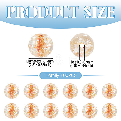 100Pcs Crackle Transparent Glass Beads GLAA-TADJ0001-12G-1