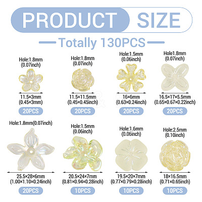 130Pcs 8 Styles Plating Acrylic Beads OACR-TA0004-51A-1