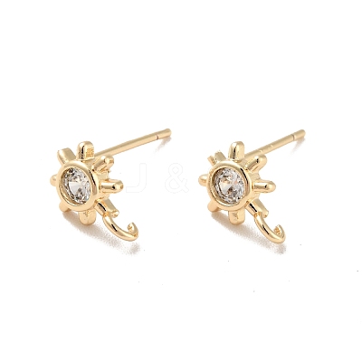 Sun Rack Plating Brass Micro Pave Cubic Zirconia Stud Earring Findings KK-D083-17G-1