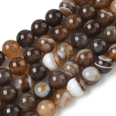 Natural Striped Agate/Banded Agate Bead Strands G-K166-13-8mm-02-1
