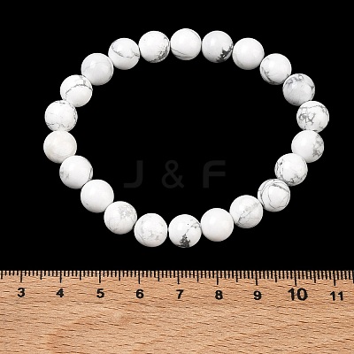 Natural Howlite Round Beaded Stretch Bracelets GG-CBA12F1-02A-10-1