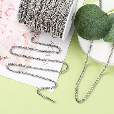 Tarnish Resistant 304 Stainless Steel Wheat Chains STAS-O076-07-1
