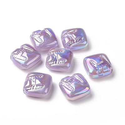 Rainbow Iridescent Plating Acrylic Beads LS-OACR-A010-06A-1