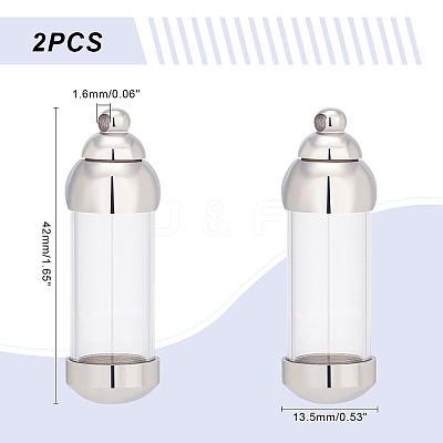 2Pcs 304 Stainless Steel Glass Bottle Pendants STAS-UN0044-69-1