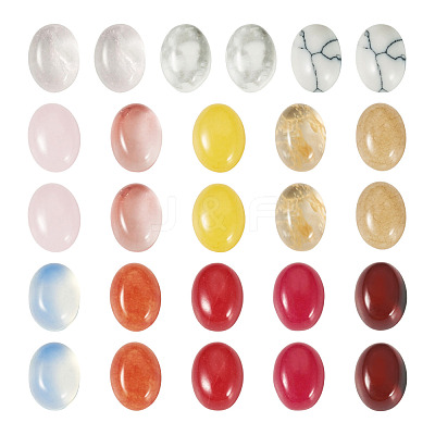 26Pcs 13 Styles Cherry Quartz Glass & Opalite & Synthetic Howlite & Natural White Jade & Rose Quartz & Jade & Howlite & Agate Cabochons G-TA0003-28A-1