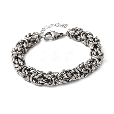 304 Stainless Steel Byzantine Chains Bracelets for Women BJEW-P399-01B-P-1