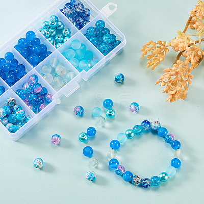 200Pcs 10 Styles DIY Glass Round Beads Sets DIY-CJ0001-96-1