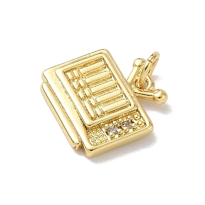 Brass Micro Pave Clear Cubic Zirconia Charms KK-A273-17G-1