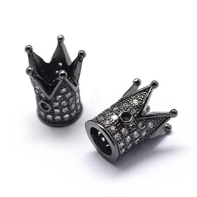 Rack Plating Brass Cubic Zirconia Beads ZIRC-S034-02B-1