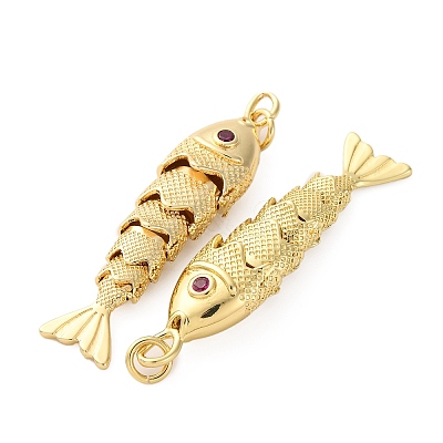 Rack Plating Brass Micro Pave Cubic Zirconia Pendants X-KK-M309-38D-G-1