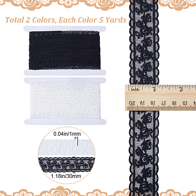 10 Yards 2 Colors Milk Fiber Embroidery Flower Lace Trim SRIB-GF0001-32-1