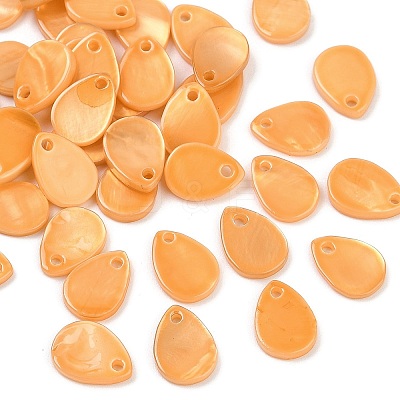 Spray Painted Natural Freshwater Shell Teardrop Charms SHEL-K006-47D-1