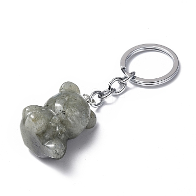 Natural/Synthetic Gemstone Pendant Keychains KEYC-P011-02P-1