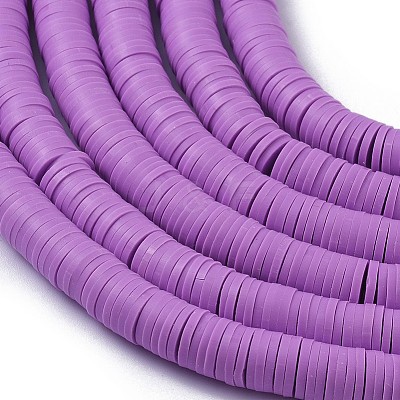 Flat Round Handmade Polymer Clay Beads CLAY-R067-8.0mm-01-1