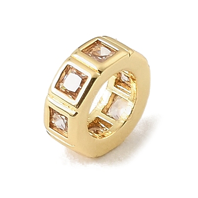 Brass Pave Cubic Zirconia European Beads CU-CBA389D-02G-1