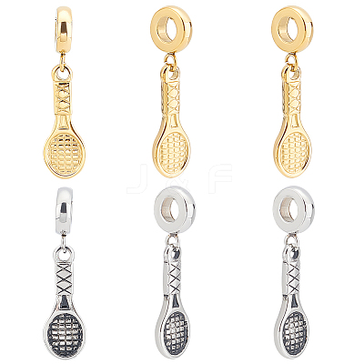 6Pcs 2 Colors 304 Stainless Steel European Dangle Charms STAS-UN0039-47-1