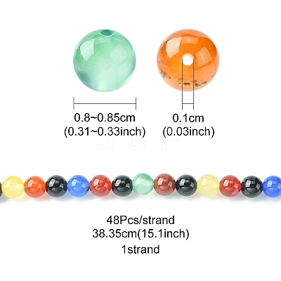 Natural Agate Beads Strands G-YW0001-33A-1