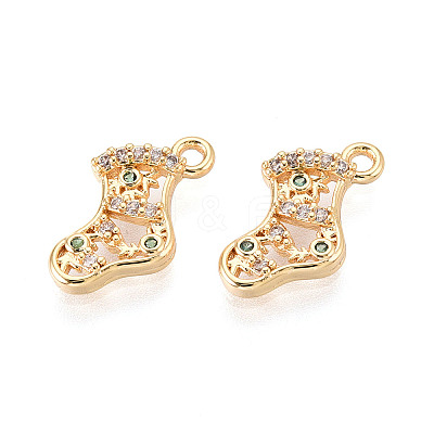 Brass Micro Pave Cubic Zirconia Charms KK-N263-142B-G-1