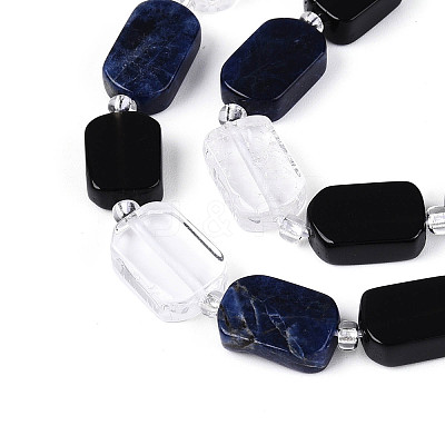 Natural Obsidian & Sodalite & Quartz Crystal Beads Strands G-N358-02A-02-1