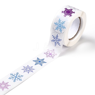 Christmas Themed Flat Round Roll Stickers X-DIY-B045-04A-1