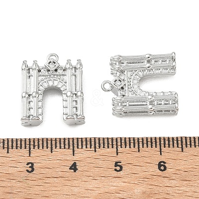 Brass Micro Pave Clear Cubic Zirconia Pendants KK-K351-71P-1
