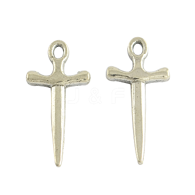 Tibetan Style Alloy Sword Pendants TIBEP-929-AS-LF-1