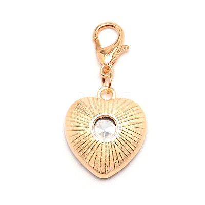 Heart Glass Pendant Decorations HJEW-WH0036-19D-1