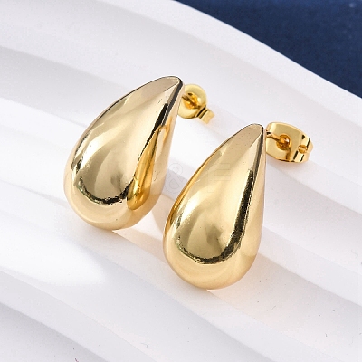 Teardrop Brass Stud Earrings EJEW-Q015-20A-G-1
