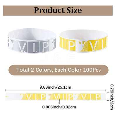 200Pcs 2 Colors VIP PP Plastic Waterproof Bracelets BJEW-SP0001-33-1