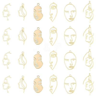 24Pcs 6 Styles Alloy Open Back Bezel Pendants FIND-FS0003-36-1